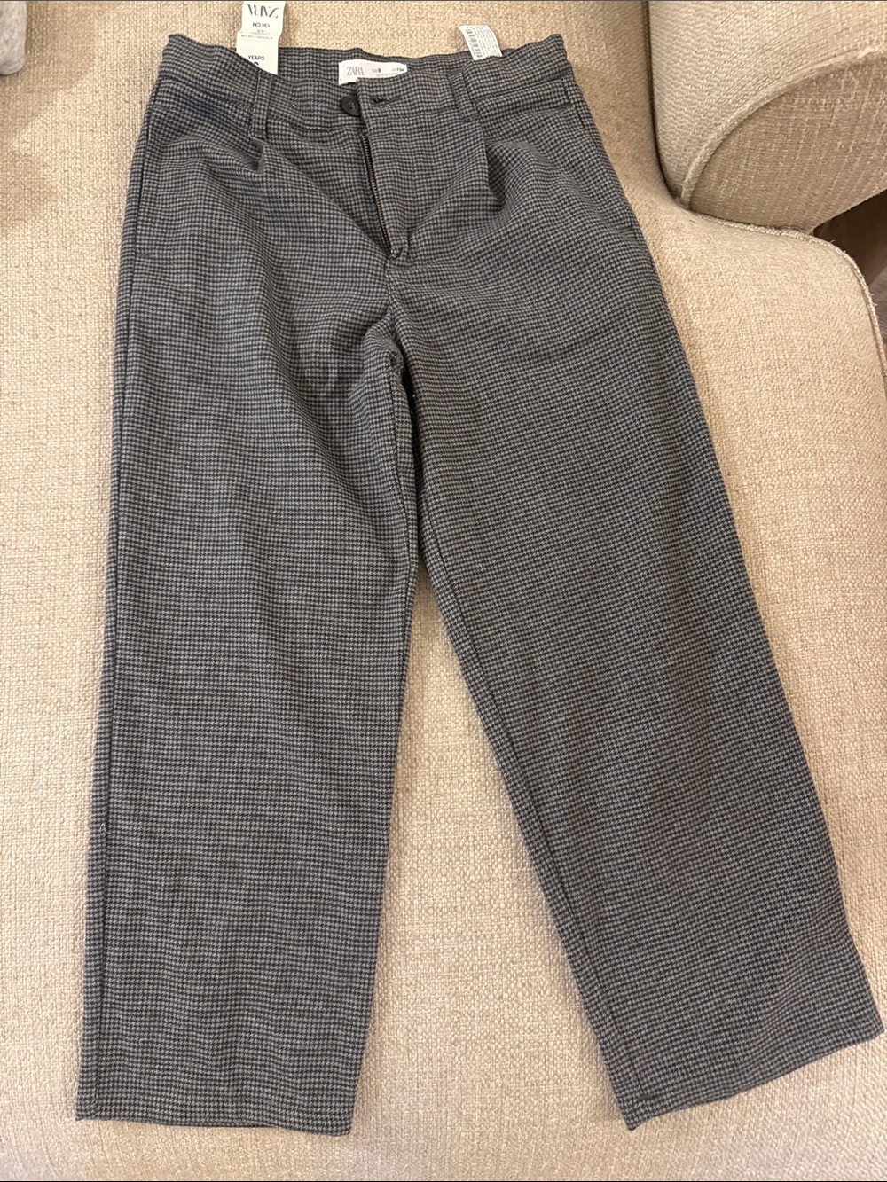 Zara Kids Boys Gray Check Dress Pants Trousers Size 9 134 cm